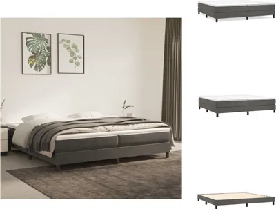Image de vidaXL Lit Boxspring Gris Foncé 200x200 cm Velours - Lits et Sommiers