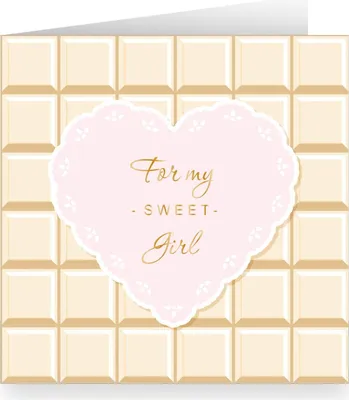 Produktbild von Zuckersüße Glückwunschkarte im Schokoladen Look mit Herz innen weiß: For my sweet girl