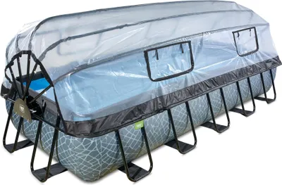 Obrázek produktu pro EXIT Stone rámový bazén 540 x 250 x 100 cm, nadzemní bazén, s pískovým filtrem, zastřešením a tepelným čerpadlem, obdélníkový, šedý