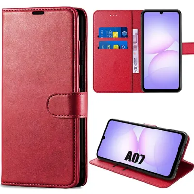 Image de Coque pour Samsung Galaxy A07, Protection Rabat Flip Case Anti-Rayures Antichoc Synthécuir - Rouge