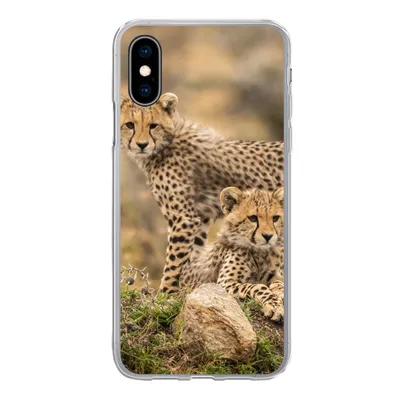Produktbild von MuchoWow® Handyhülle Schutzhülle Hülle für iPhone X Leopard - Jungtier - Natur Silikon Softcase Handy Hülle - Handyhülle