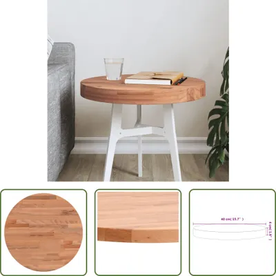 Produktbild von The Living Store Tischplatte Ø40x4 cm Rund Massivholz Buche