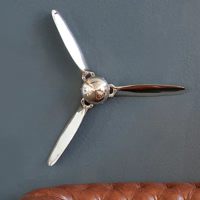 Produktbild von riess-ambiente Authentische Wanddekoration SCREW III 90cm silber Flugzeug Propeller Wandbild Wandskulptur Wanddekoration