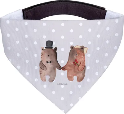 Produktbild von Mr. & Mrs. Panda Hundehalstuch Bär Heirat - Grau Pastell - Geschenk, Halstuch Hund, Teddy, Verheiratet Heirate Hochzeit Hochzeitsgeschenk Hochzeitspaar, Für Hunde, Tuch