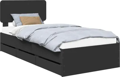 Obrázok produktu pre vidaXL Rám postele so zásuvkami čierny 90 x 190 cm materiál na báze dreva