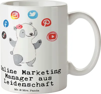 Produktbild von Mr. & Mrs. Panda Kaffeebecher Online Marketing Manager Leidenschaft - Weiß - Geschenk, Digital, Tasse, Teetasse, Geschenktasse, Pott, Keramiktasse