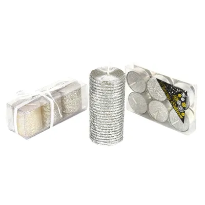 Produktbild von Kerzenset mit silbernem Glitter
