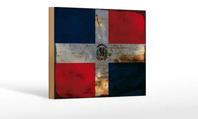 Produktbild von Holzschild Flagge Dominikanische Republik 18x12cm Rost