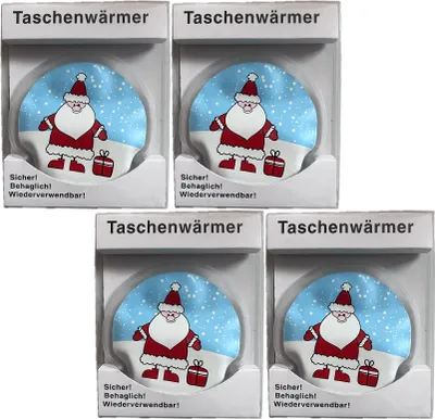Produktbild von jameitop® 4er Set Taschenwärmer Santa Weihnachtsmann Nikolaus Süße Handwärmer warme Finger, wiederverwendbar