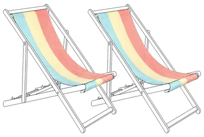 Produktbild von BELIANI Stoffbezüge für Gartenliege 2er Set Bunt aus Polyester 113 x 44 cm mit Streifenmuster Gartenausstattung Outdoor Garten Accessories