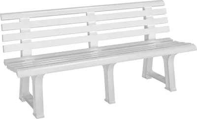 Produktbild von CASARIA® Gartenbank Sitzbank Wetterfest Kunststoff 240kg Belastbarkeit Rückenlehne 3-Standfüße 145x46cm Garten Balkon Terrasse Bank Ergonomisch Weiß