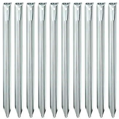 Imagen del producto de Estaca de tienda - Acero galvanizado - 30 cm - 10 unidades - Perfil en V - Para césped y campings