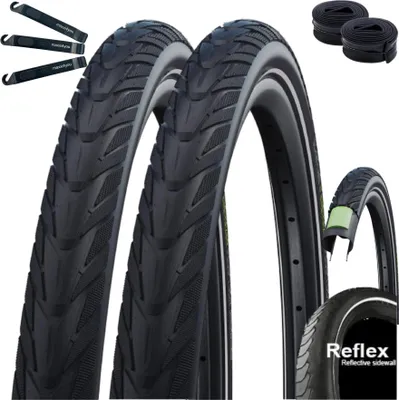 Zdjęcie produktu dla 2 x opony rowerowe Schwalbe Energizer Plus ADDIX E Performance Line E-50 czarne/odblaskowe 37-622 (28 x 1,40") + 2 x dętki Schwalbe SV-40 mm wraz z łyżkami do opon maxxi4you