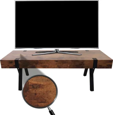 Produktbild von TV-Rack HWC-L54, Fernsehtisch Lowboard TV-Tisch, Metall 42x120x40cm dunkle Wildeiche