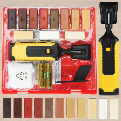 Produktbild von Clanmacy Holz Reparatur Set 17-teilig - 11 versch. Farbtöne - Wachs Reparatur Set für Holz Oberflächen aller Art und Fliesen Kacheln & Steingut Oberflächen reparieren, Laminat Parkett Reparaturset