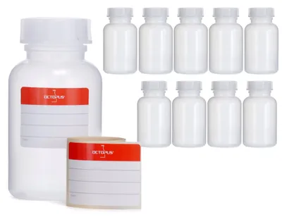 Immagine prodotto di 10 bottiglie a collo largo da 250 ml con tappo, colore naturale, rotonde, G 40