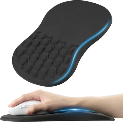Imagen del producto de Alfombrilla para ratón ergonómica con espuma viscoelástica, de 30 x 20 cm, antideslizante, ideal para oficina y juegos
