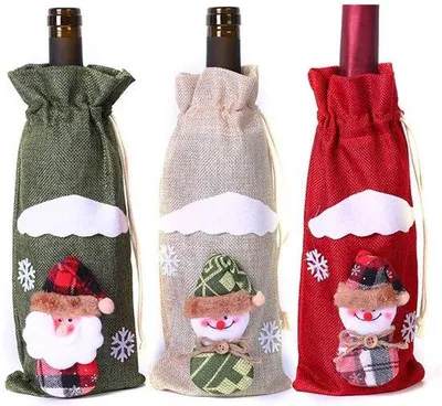 Produktbild von Weihnachtsflaschen – Weihnachtsmann und Schneemann – Weihnachtsdekoration – Geschenktüten – Flaschenhüllen für Wein – Geeignet für festliche Anlässe – …