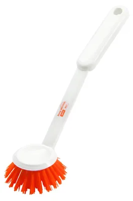 Spülbürste mit Stahlborsten, antibakteriell, 26 cm, orange, hart
