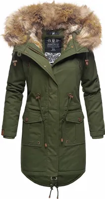 Produktbild von Navahoo Damen Winter Jacke Baumwoll Mantel Parka Winterjacke gefüttert Rosinchen Olive Gr: 36 - S