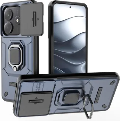 Produktbild von Xiaomi Redmi Note 14 5G Hülle - Coverup Ring Ständer Back Cover mit Kamera Schutz - Blau