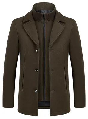 Produktbild von Omgoods – Herren Winterjacke, dick, in Kaffeefarbe, im Stil eines Übercoats