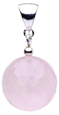 Produktbild von Anhänger aus echtem Rosenquarz & 925er Silber Kugel Ø16mm rose facettiert Damen