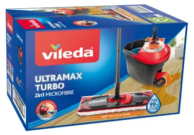Zdjęcie produktu dla Vileda UltraMax Turbo kompletny zestaw z teleskopowym uchwytem Wiadro z mopem Mop podłogowy