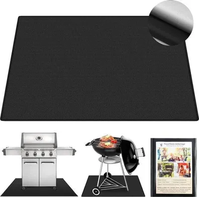 Obrázek produktu pro 100 x 150 cm, ohnivzdorná podložka, žáruvzdorná do 1800 °C, rohož na grilování, ochranná rohož na podlahu, rohož na grilování, rohož na ohniště, venkovní, rohož na grilování na plyn, grilování na dřevěném uhlí