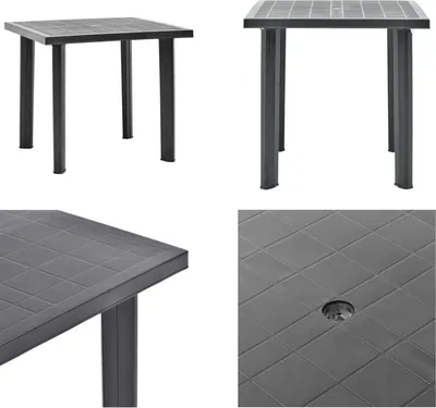 Image de vidaXL Table de jardin Anthracite 80 x 75 x 72 cm Plastique - Table de jardin - Tables de jardin - Table de salle à manger