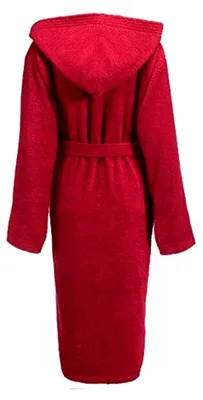 Produktbild von Langer Bademantel mit Kapuze in Uni für Damen und Herren, Uni, warm aus Frottee-Baumwolle, ideal für Sauna, Spa, Pool und Bad, flauschig und komfortabel