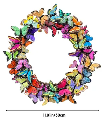 Image de Artificial Butterfly Wreath Outdoor Decorative Welcome Wreath for Front Door Wall Window Spring Party Decoration