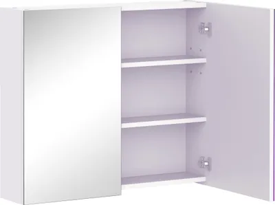 Image de HOMCOM Armoire murale salle de bain avec miroir, 70 x 60 cm, meuble salle de bain, armoire de toilette avec étagère réglable, blanc