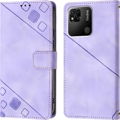 Immagine prodotto di Custodia per Xiaomi Redmi 10A in rilievo Custodia a portafoglio in pelle flip con funzione stand Viola