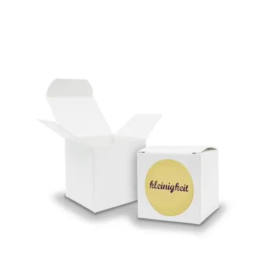 Produktbild von SET Kleinigkeit (Motiv15) 24x Faltschachtel Würfel 5cm weiß + Sticker