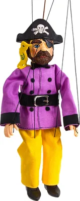 Produktbild von Klassische Pirat Marionette, handbemalt und genäht, 20 cm, im Stil des frühen 20. Jahrhunderts