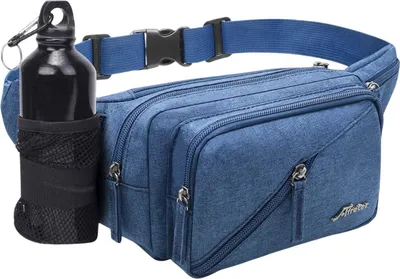 Produktbild von Gürteltasche mit Flaschenhalter, Sport Bauchtasche, Hüfttasche für Wandern Reise Camping, Blau