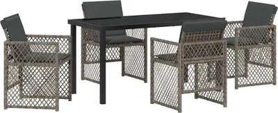 Image de Ensemble de salle à manger pour jardin 5 pcs Gris polyrotin