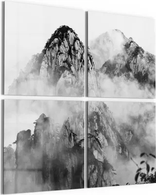 Produktbild von DEQORI Glasbild Echtglas 4x50x50 cm 'Huangshan im Nebel' Wandbilder XXL groß