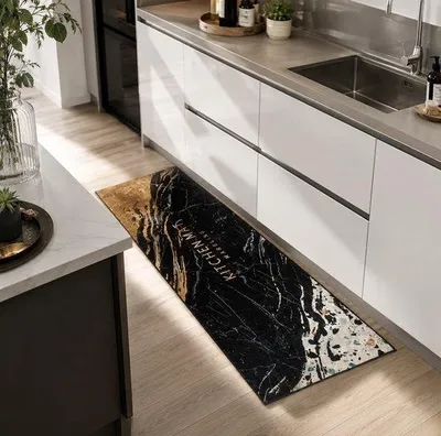 Produktbild von Unyqoos® Küchenläufer 60×180 cm – rutschfeste Küchenmatte aus 100% Polyester, Latex-Antirutschrücken, wasserabweisend, antiallergisch, maschinenwaschbar 30°C