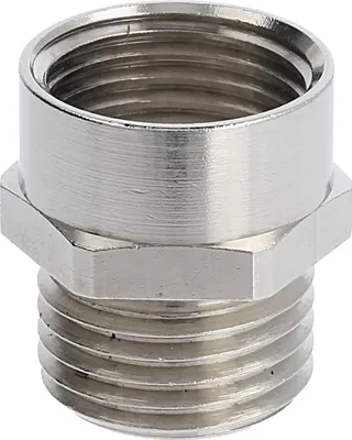 Produktbild von Zwischenstutzen M/M M16x1,5 MSZ-M16 lang Sechskant Messing (CuZn) vernickelt Anschlussgewinde 10,0mm - 1 Stück