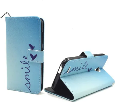 Produktbild von Handyhülle Tasche für Handy Vodafone Smart Prime 6 Schriftzug Smile Blau