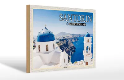 Produktbild von Holzschild Reise 30x20cm Santorin Griechenland Imerovigli Inseln