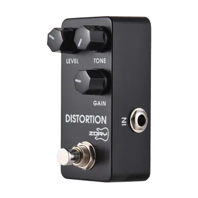 Obrázok produktu pre Skresľovací efektový pedál pre elektrickú gitaru - true bypass, level/tone/gain, 9V DC - 6,35 mm vstup/výstup, kryt z hliníkovej zliatiny