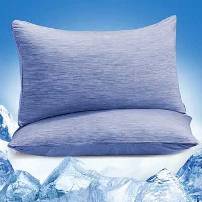 Produktbild von Famanu Kissenbezüge 40 x 80 cm - Baumwoll-Kühlkissenbezüge mit Q-Max Kühlfaser und Reißverschluss - Blau