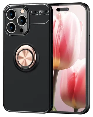Produktbild von Hülle mit Ring für iPhone 15 Pro Max Silikon Handyhülle Schutz Case Ringhülle Rose Gold