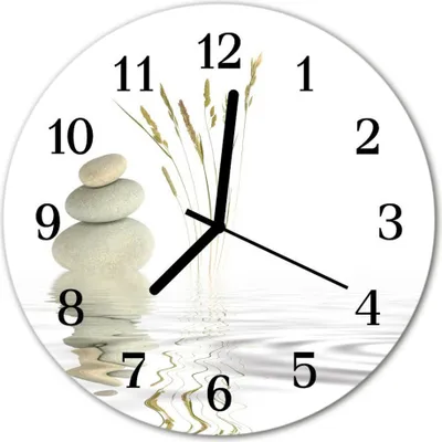 Produktbild von Glasuhr Wanduhr Küchenuhr Echt-Glas 30fi cm Steine weiß