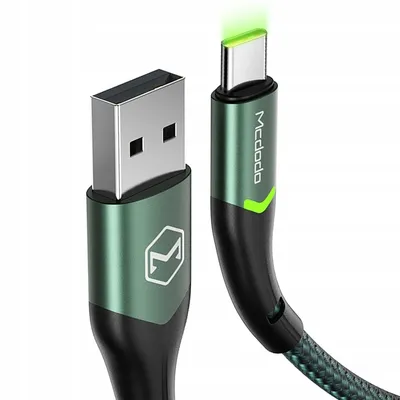 Obrázek produktu pro Mcdodo Magnificence kabel CA-7961, USB na USB-C, LED, 1m, zelený