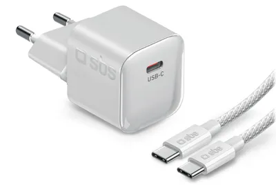 Produktbild von SBS 20W Power Delivery USB-C Ladegerät-Kit mit 1,5 m geflochtenem USB-C-Kabel