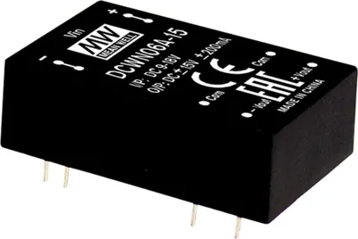 Produktbild von MEANWELL DCWN06B-15, DC DC-Wandler, 18-36V:+ -15V + -200mA 6W